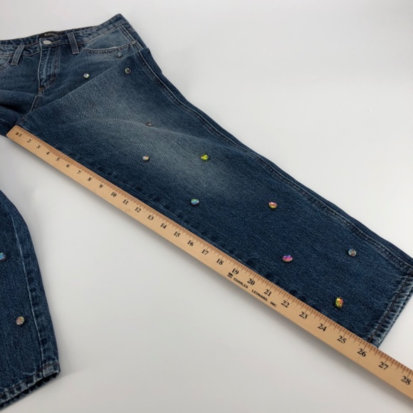 Buffalo David Bitton Womens Girlfriend Jeans Sz 27 High Rise Relaxed Rhinestones - Picture 12 of 15